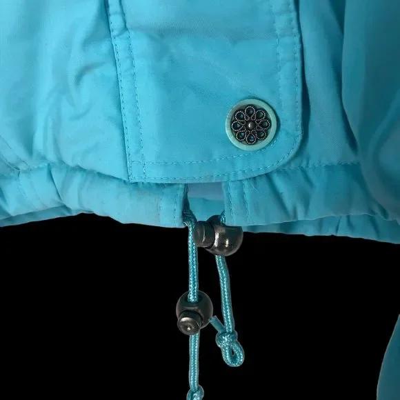 NWT Women’s Plus SZ 2X Light Blue Puffer Coat with Fur Trimmed Hood, Super Soft - Picture 8 of 12